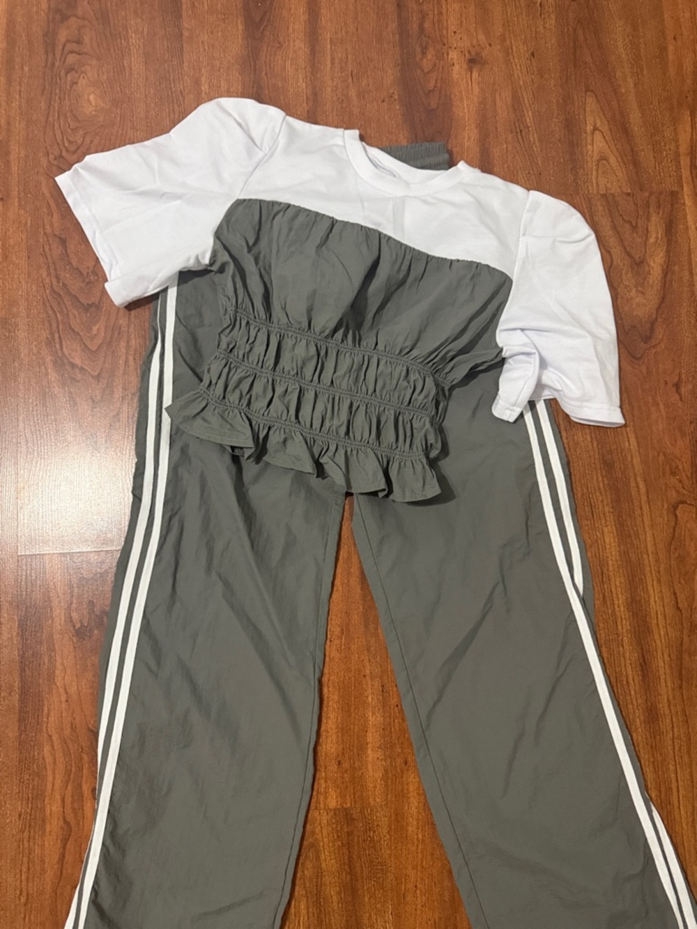 Set White Tee with Grey Bust and Grey Track Pants